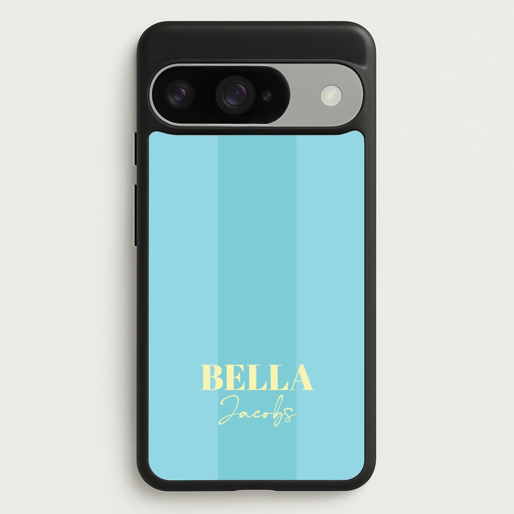 Blue Stripe Personalised Name Phone Case for Google Pixel 10 / 10 Pro