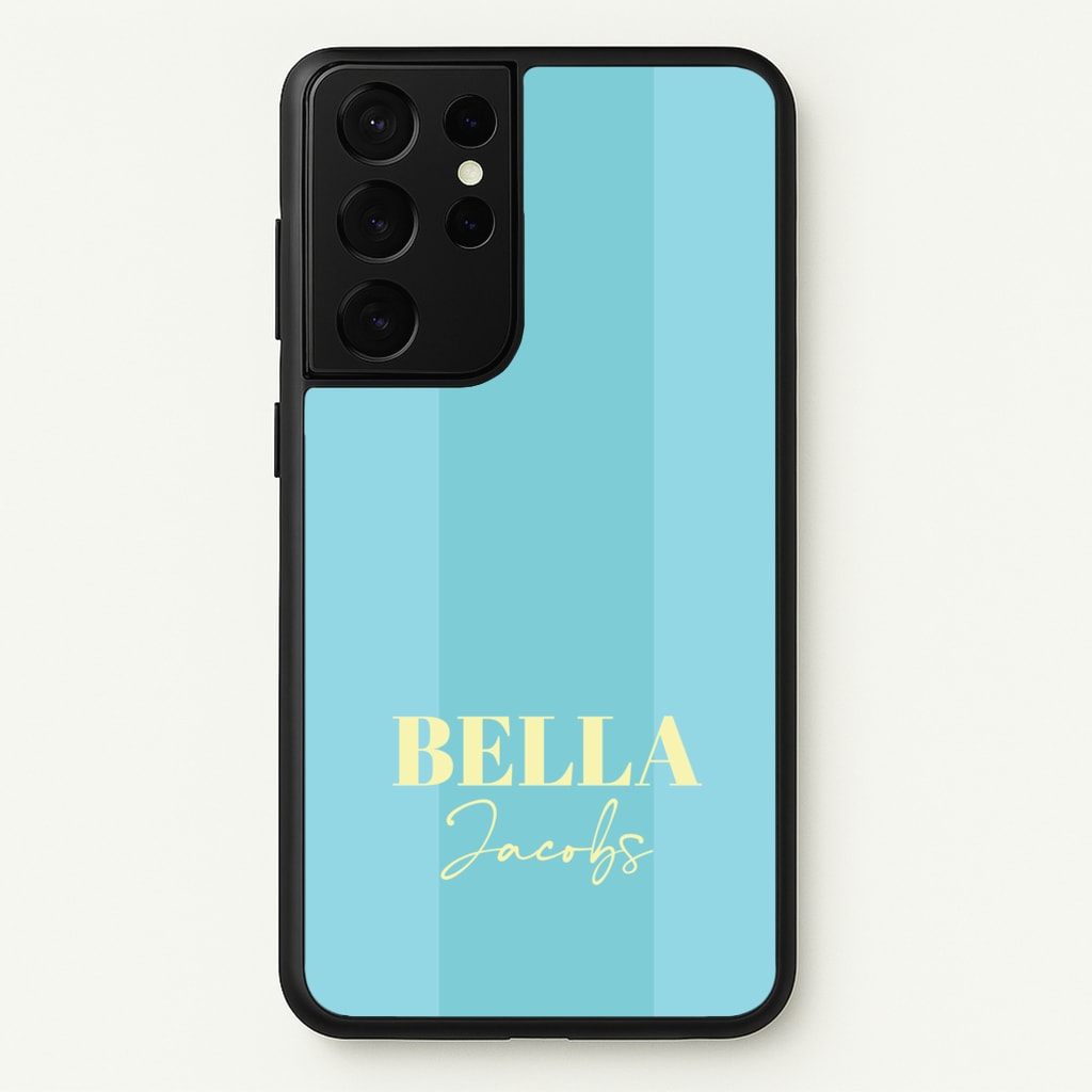 Blue Stripe Personalised Name - Personalised Phone Case for Galaxy S21 Ultra