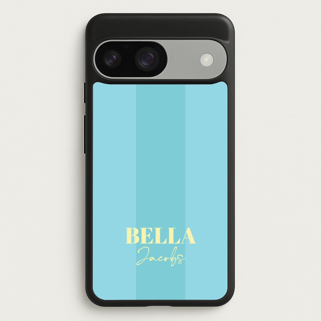 Blue Stripe Personalised Name - Personalised Phone Case for Google Pixel 9 / 9 Pro