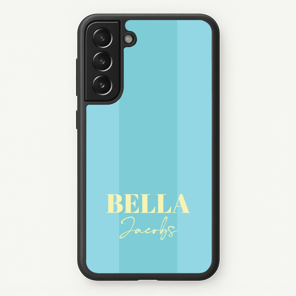 Blue Stripe Personalised Name - Personalised Phone Case for Galaxy S21