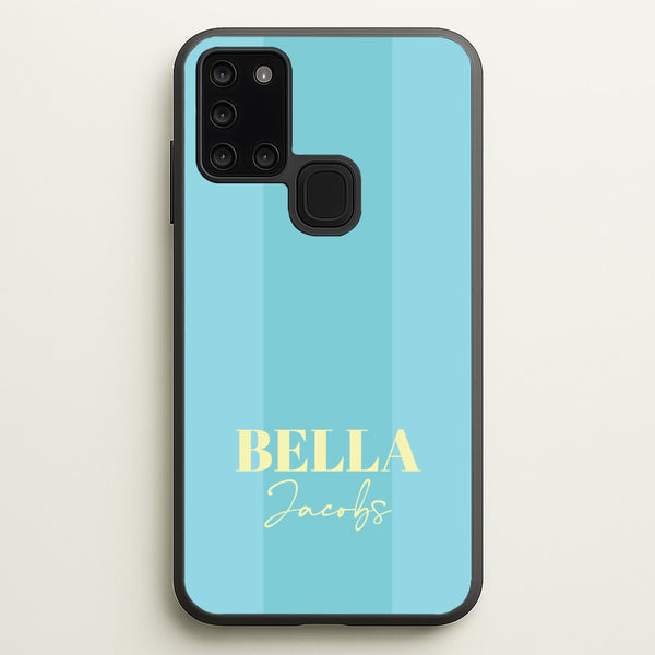 Blue Stripe Personalised Name - Personalised Phone Case for Galaxy A21s