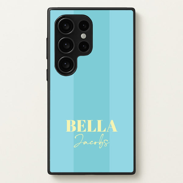 Blue Stripe Personalised Name - Personalised Phone Case for Galaxy S24 Ultra