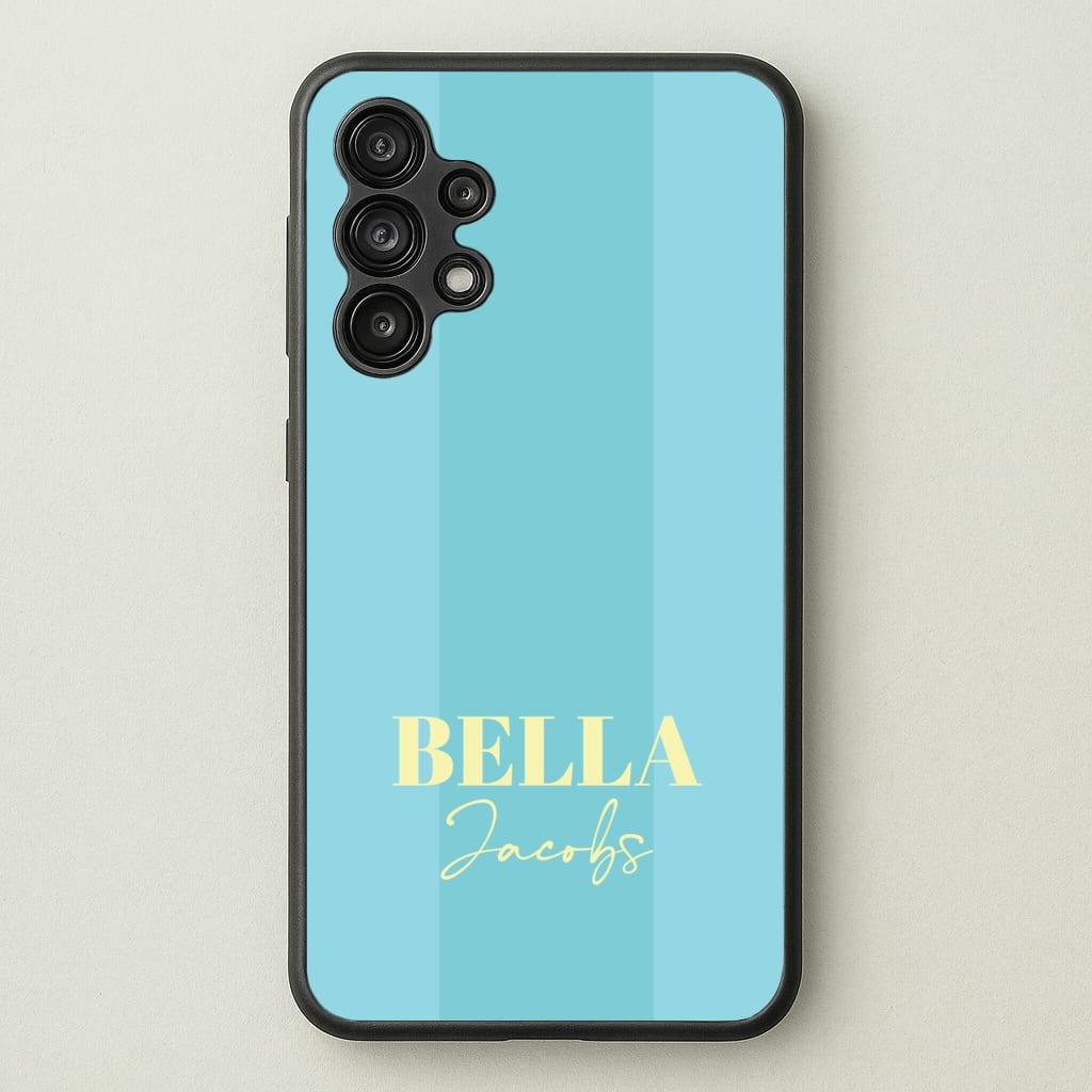 Blue Stripe Personalised Name - Personalised Phone Case for Galaxy A13