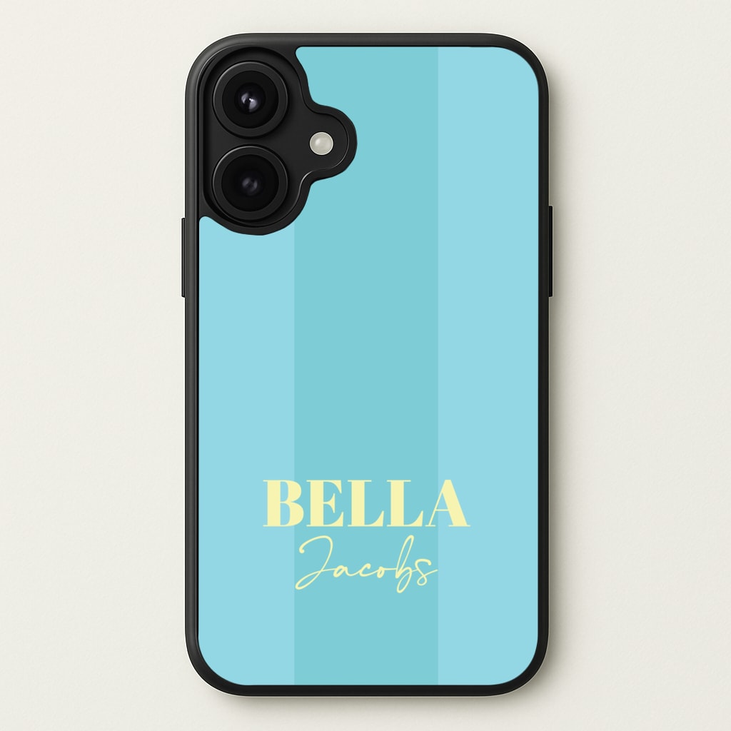 Blue Stripe Personalised Name Phone Case for iPhone 17