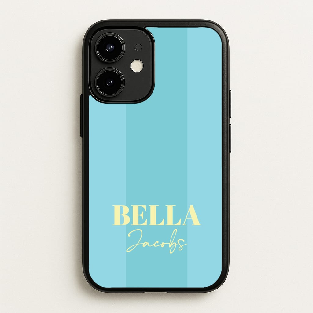 Blue Stripe Personalised Name - Personalised Phone Case for iPhone 12 Mini