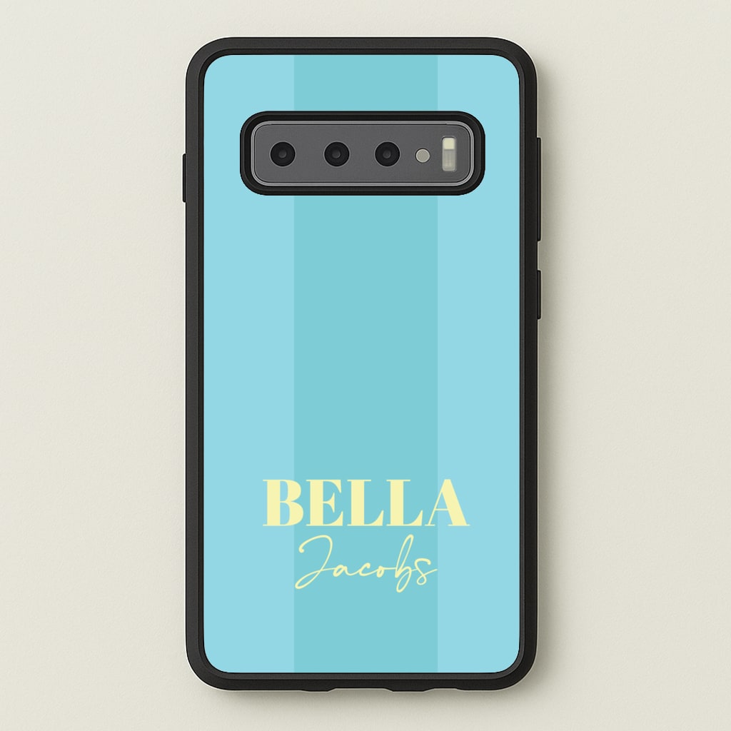 Blue Stripe Personalised Name - Personalised Phone Case for Galaxy S10 Plus