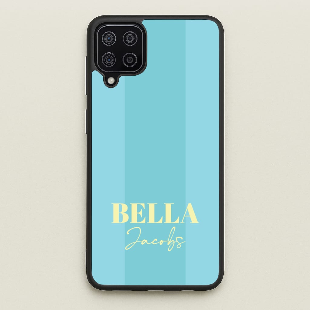 Blue Stripe Personalised Name - Personalised Phone Case for Galaxy A12