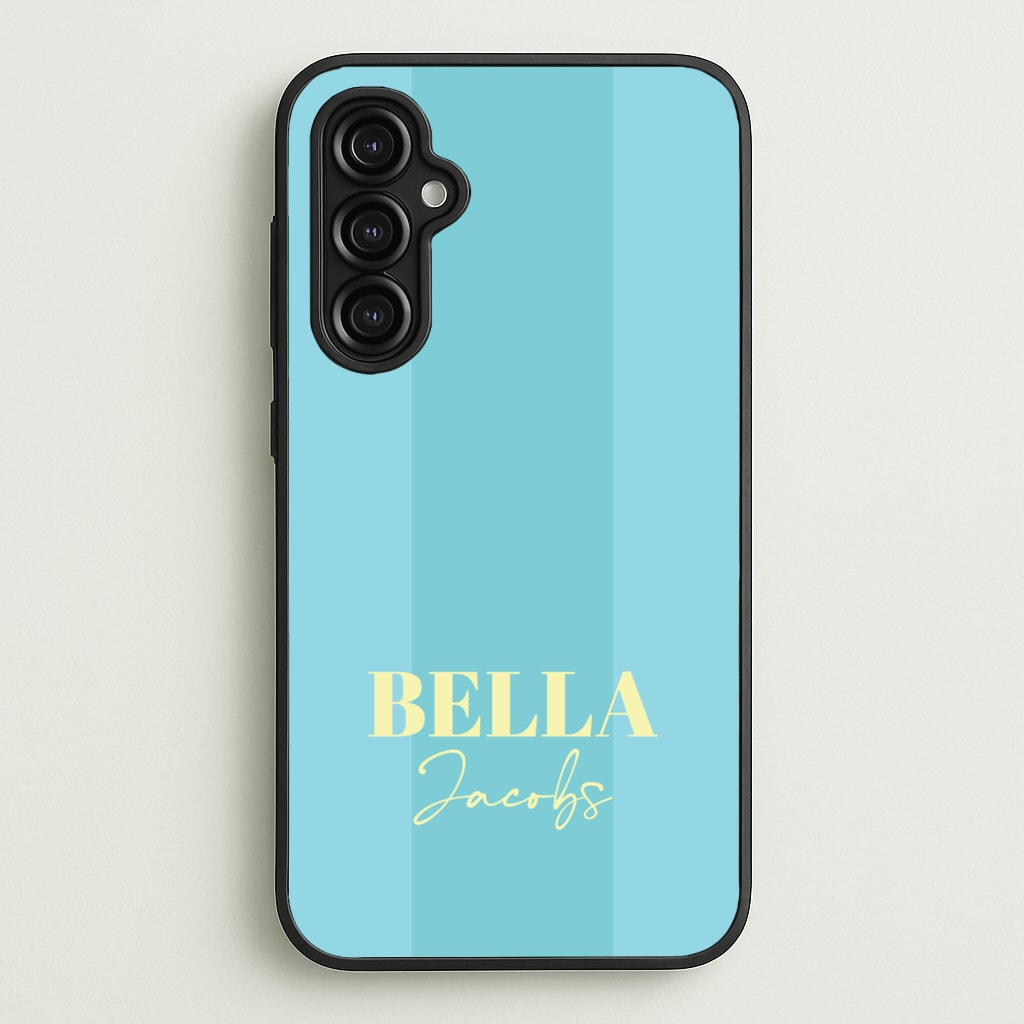 Blue Stripe Personalised Name - Personalised Phone Case for Galaxy A14