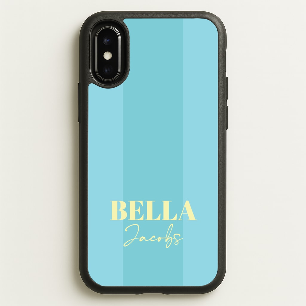 Blue Stripe Personalised Name - Personalised Phone Case for iPhone X / XS