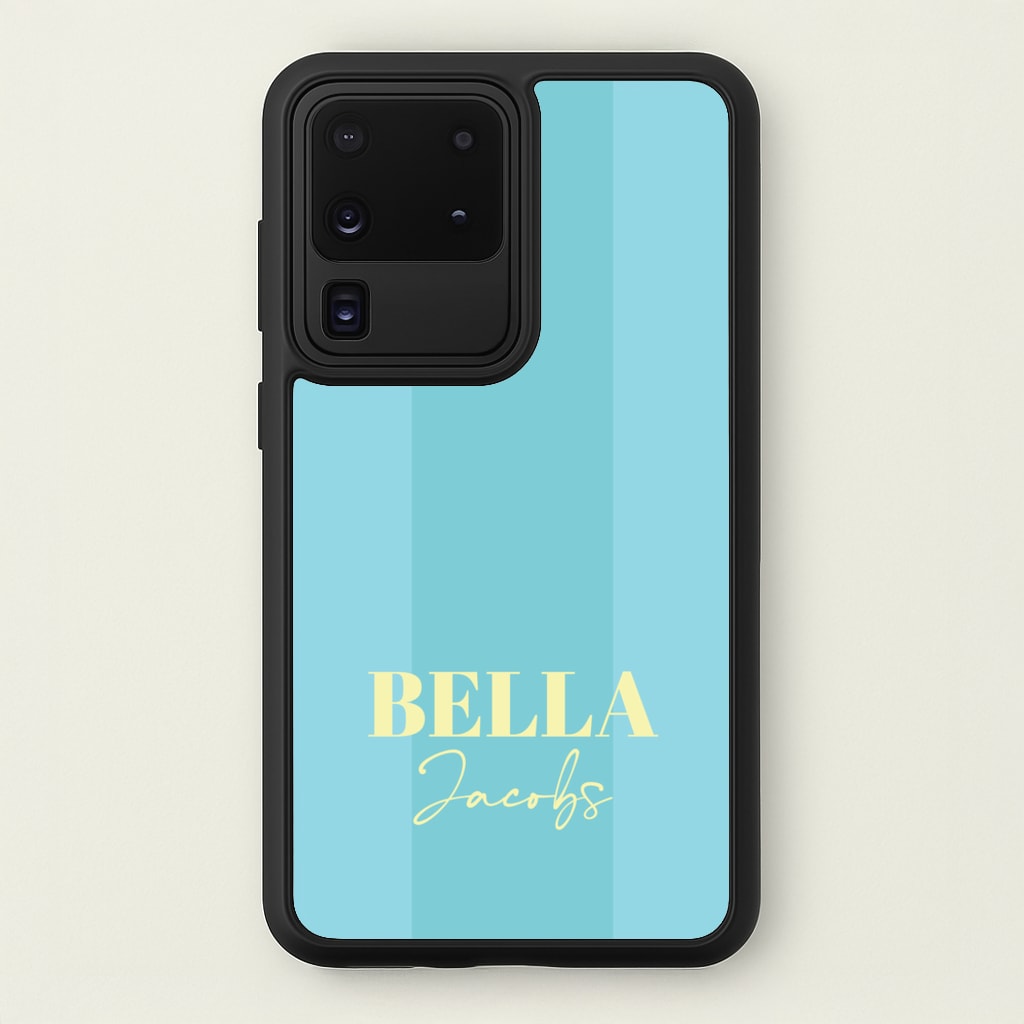 Blue Stripe Personalised Name - Personalised Phone Case for Galaxy S20 Ultra