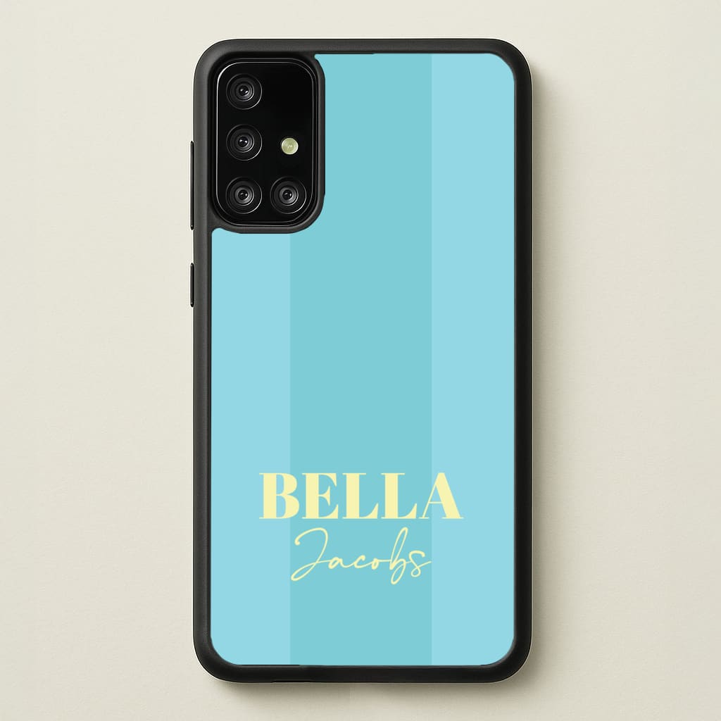 Blue Stripe Personalised Name - Personalised Phone Case for Galaxy A71