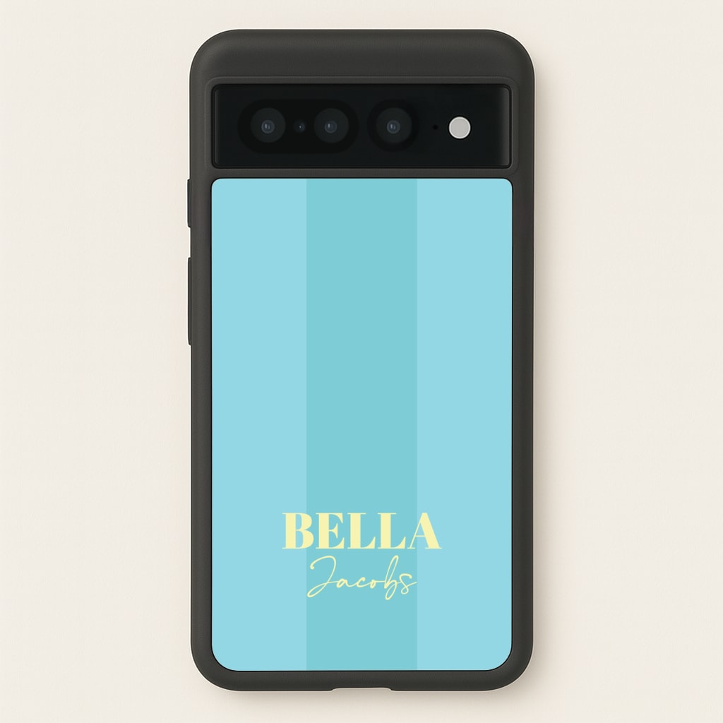 Blue Stripe Personalised Name - Personalised Phone Case for Google Pixel 7 Pro