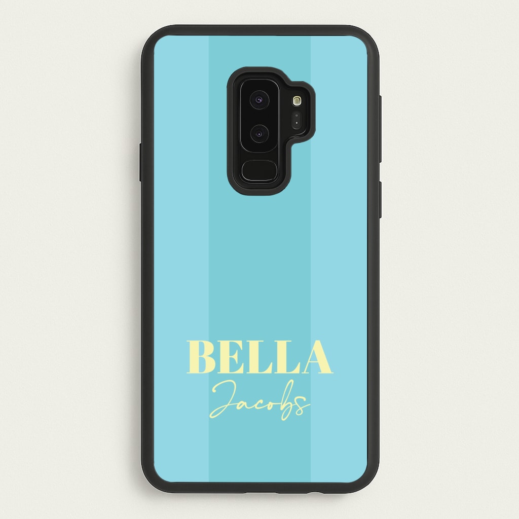Blue Stripe Personalised Name - Personalised Phone Case for Galaxy S9 Plus