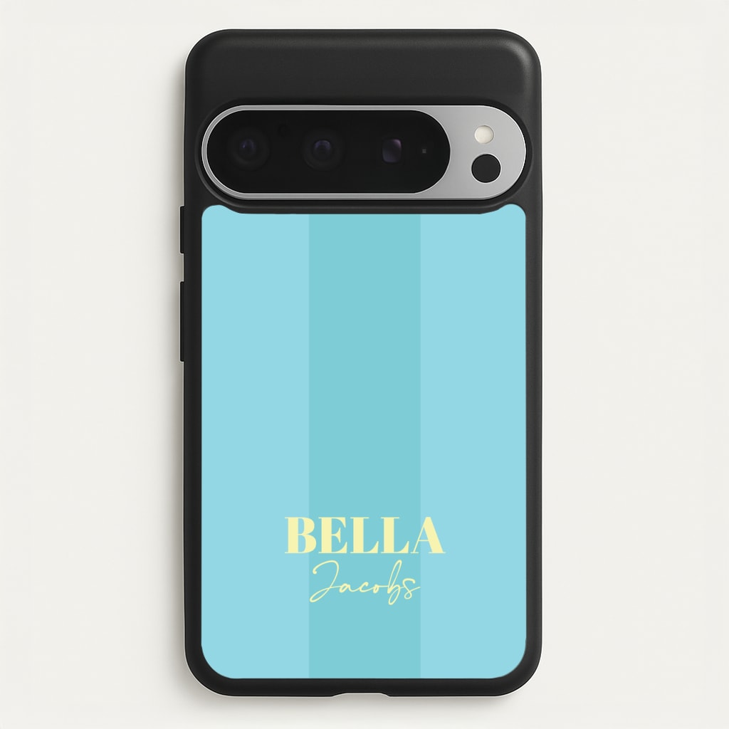 Blue Stripe Personalised Name - Personalised Phone Case for Google Pixel 9 Pro XL