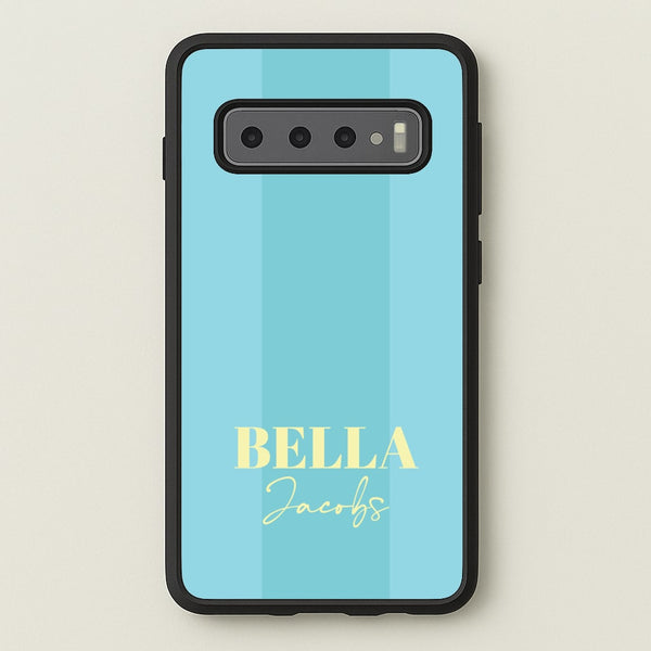 Blue Stripe Personalised Name - Personalised Phone Case for Galaxy S10