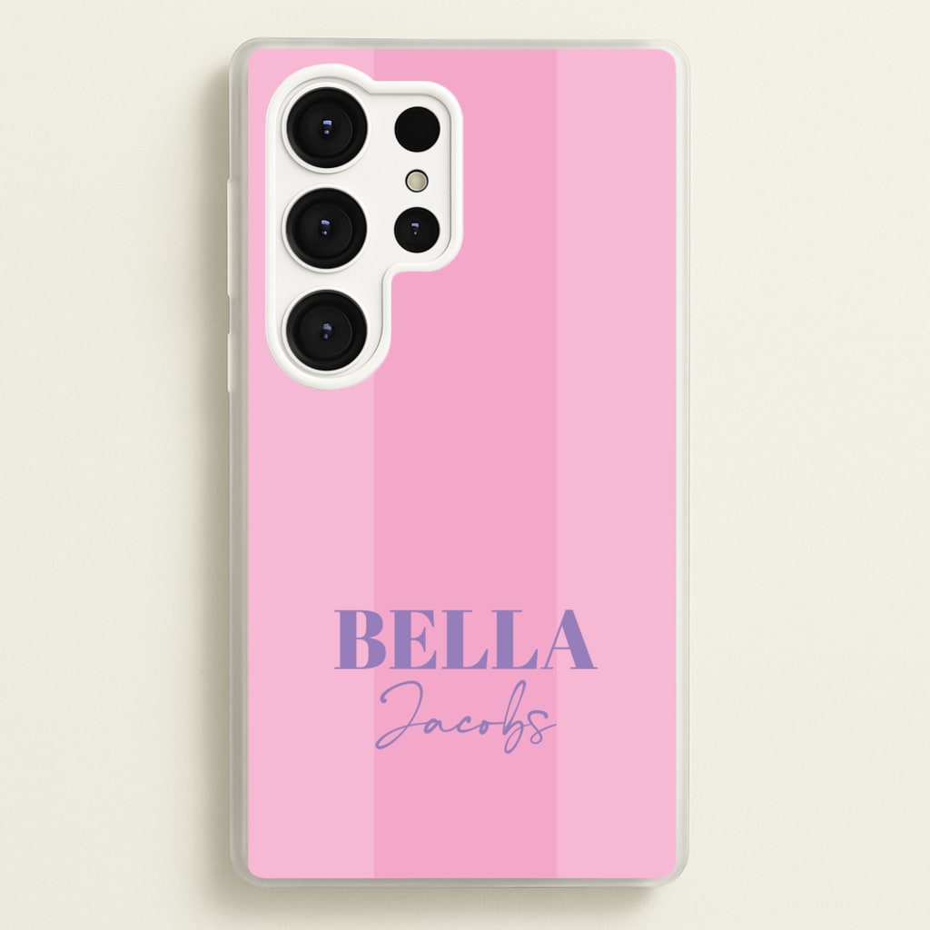 Pink Stripe Personalised Name - Personalised Phone Case for Galaxy S25 Ultra