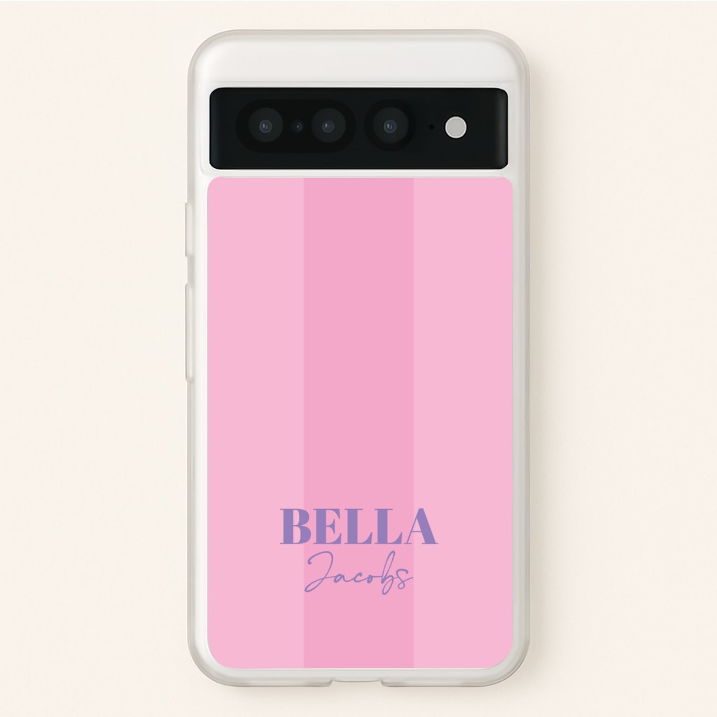Pink Stripe Personalised Name - Personalised Phone Case for Google Pixel 7 Pro