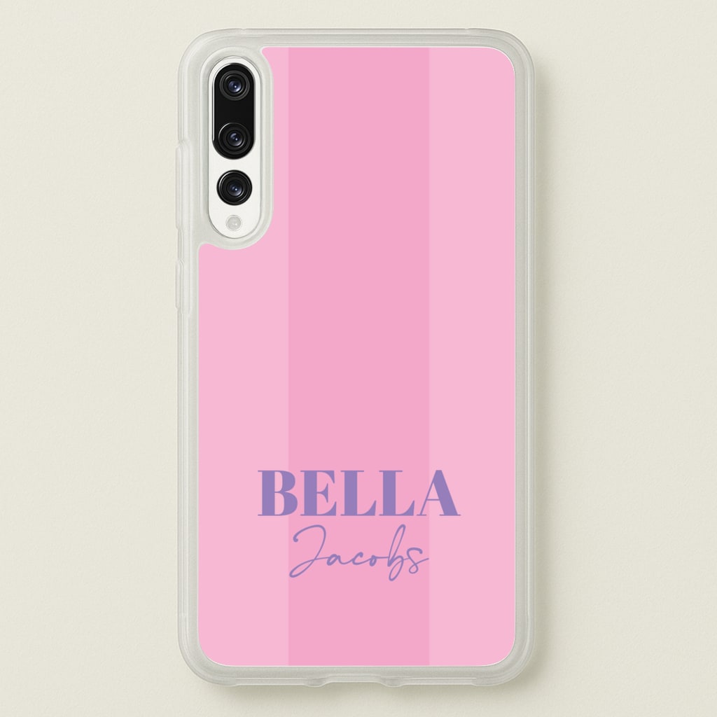 Pink Stripe Personalised Name - Personalised Phone Case for Huawei P20 Pro