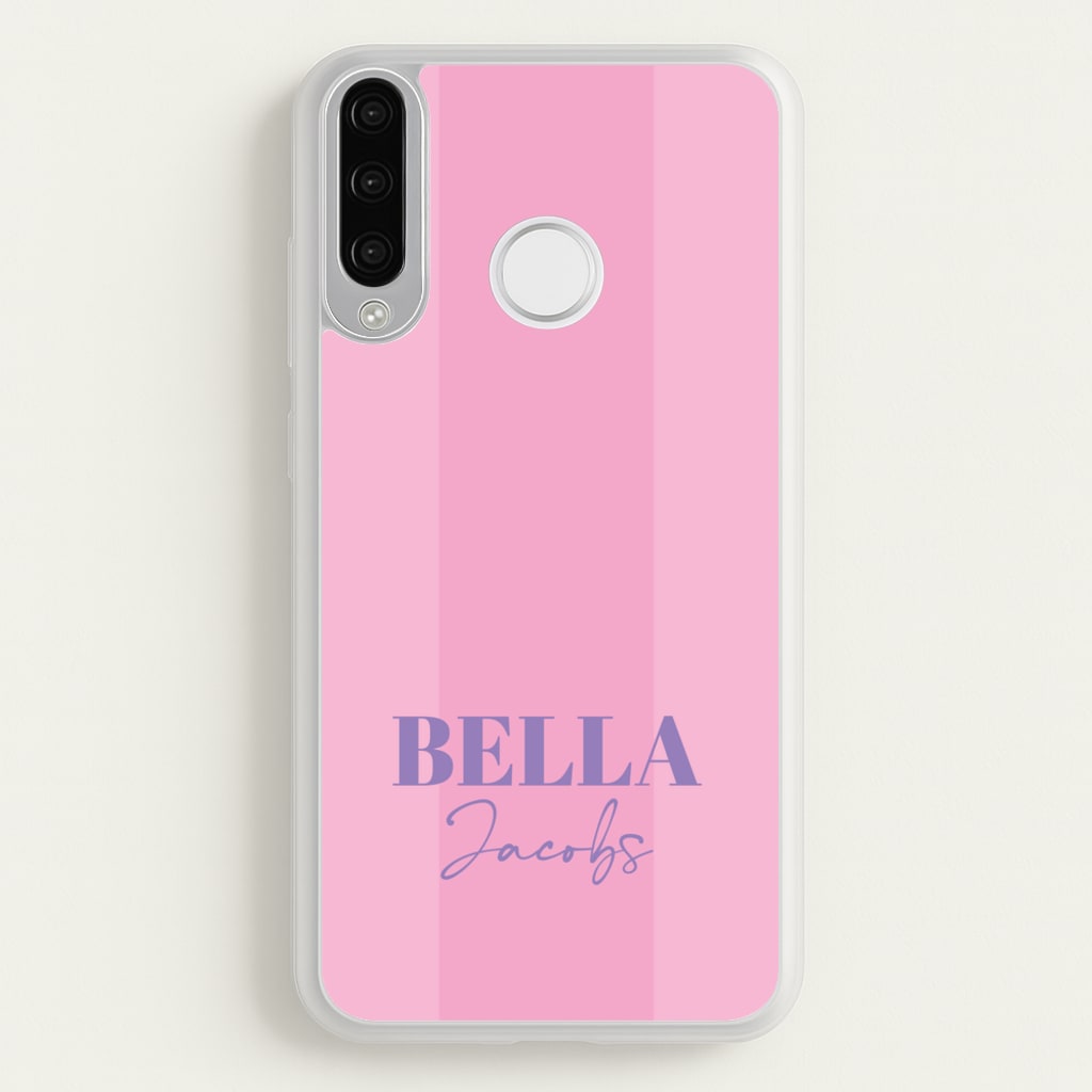 Pink Stripe Personalised Name - Personalised Phone Case for Huawei P30 Lite