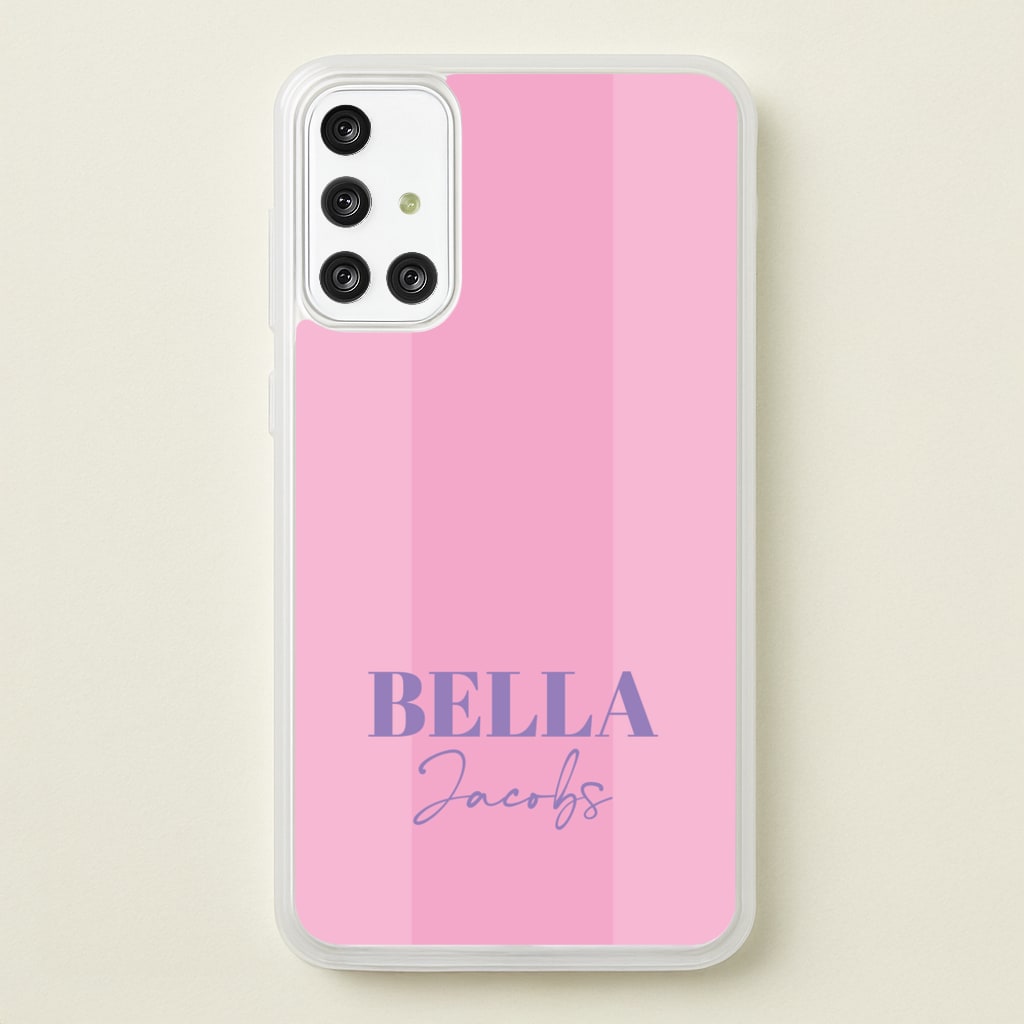 Pink Stripe Personalised Name - Personalised Phone Case for Galaxy A71