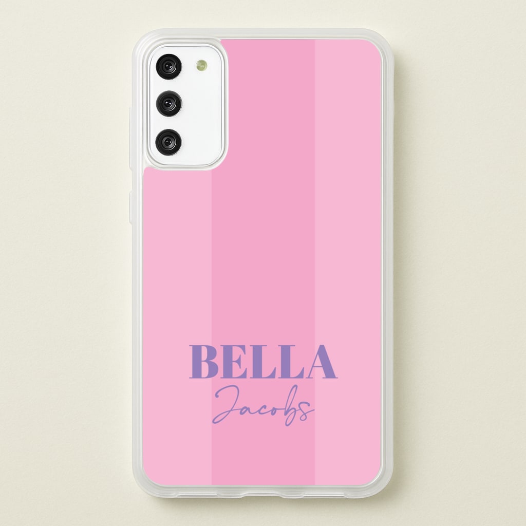Pink Stripe Personalised Name - Personalised Phone Case for Galaxy S20FE