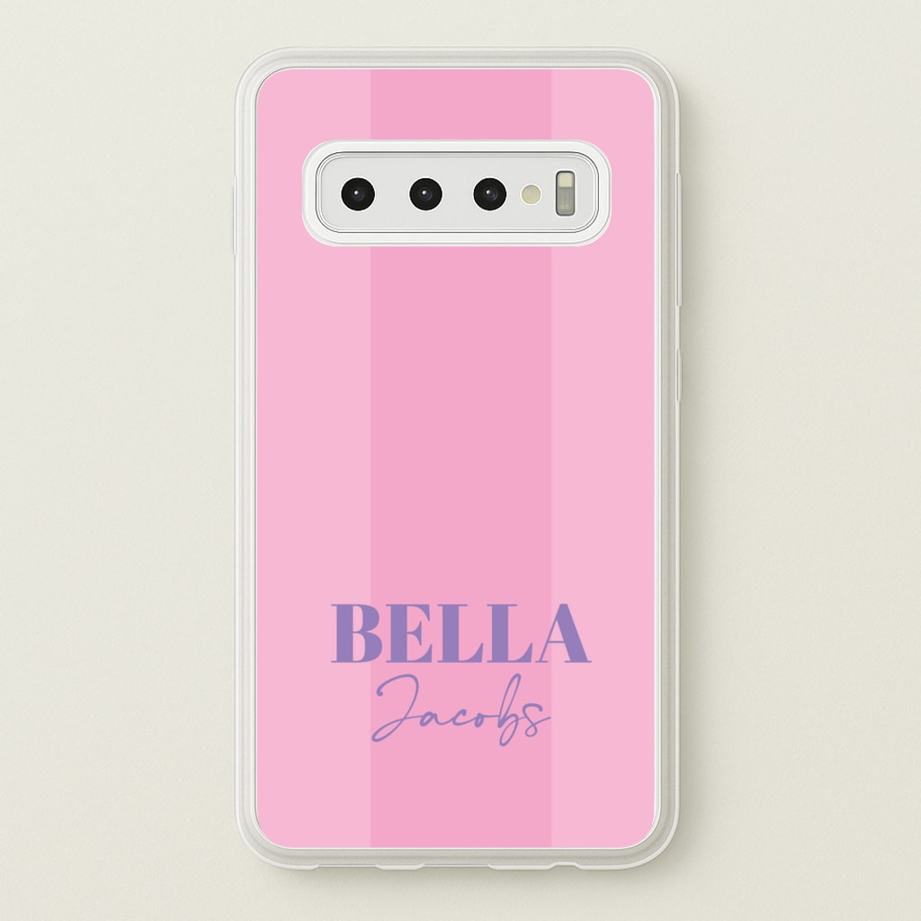 Pink Stripe Personalised Name - Personalised Phone Case for Galaxy S10 Plus