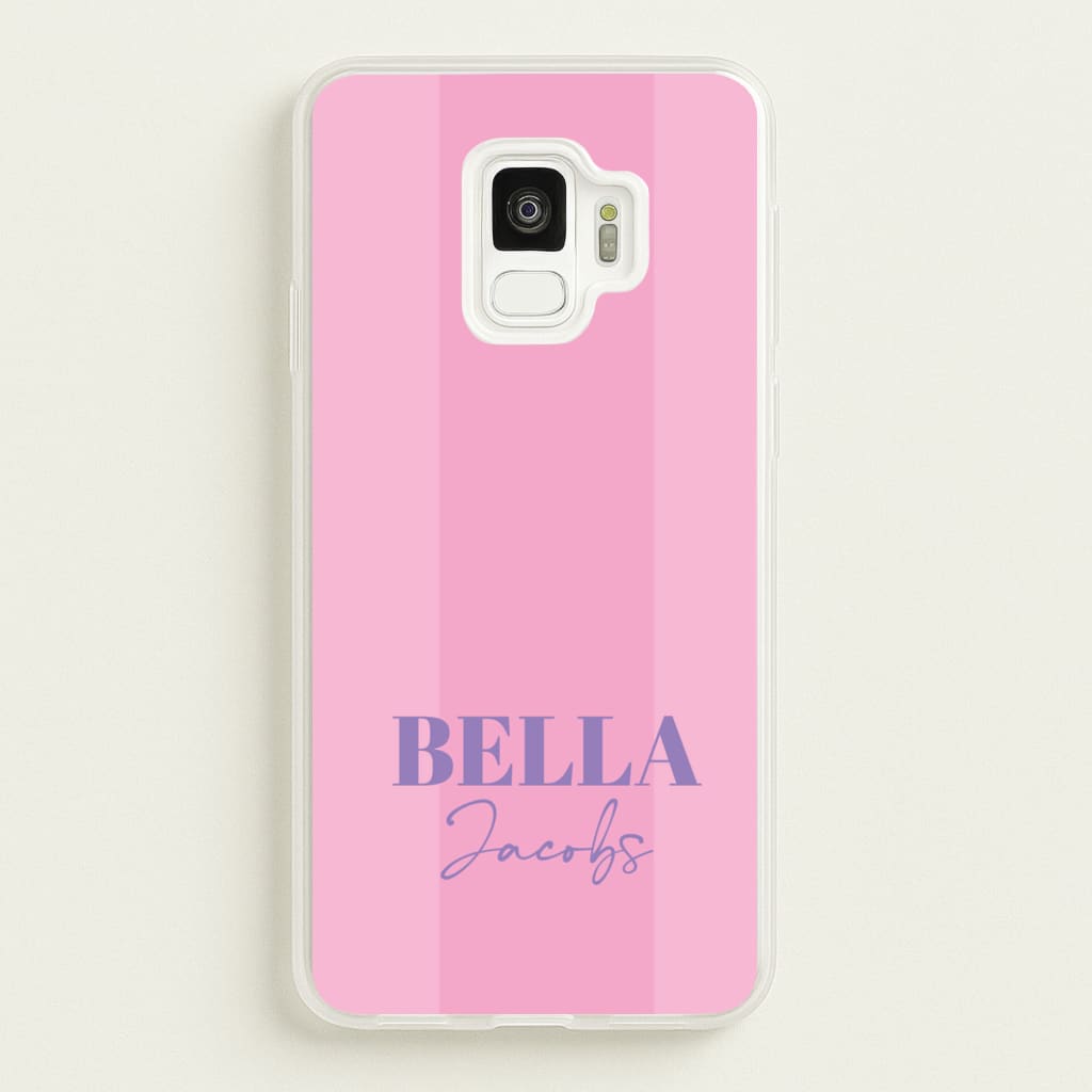 Pink Stripe Personalised Name - Personalised Phone Case for Galaxy S9