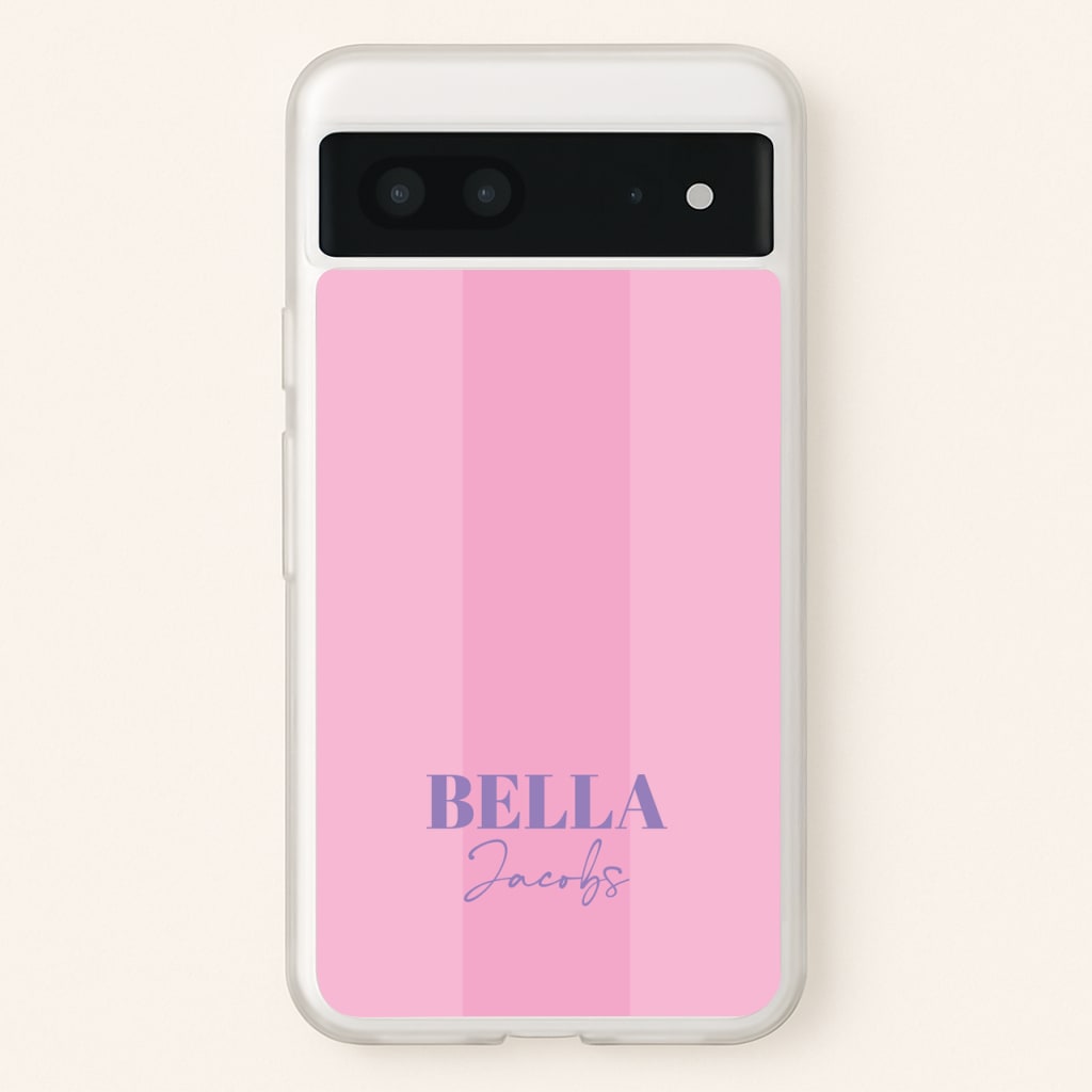 Pink Stripe Personalised Name - Personalised Phone Case for Google Pixel 7