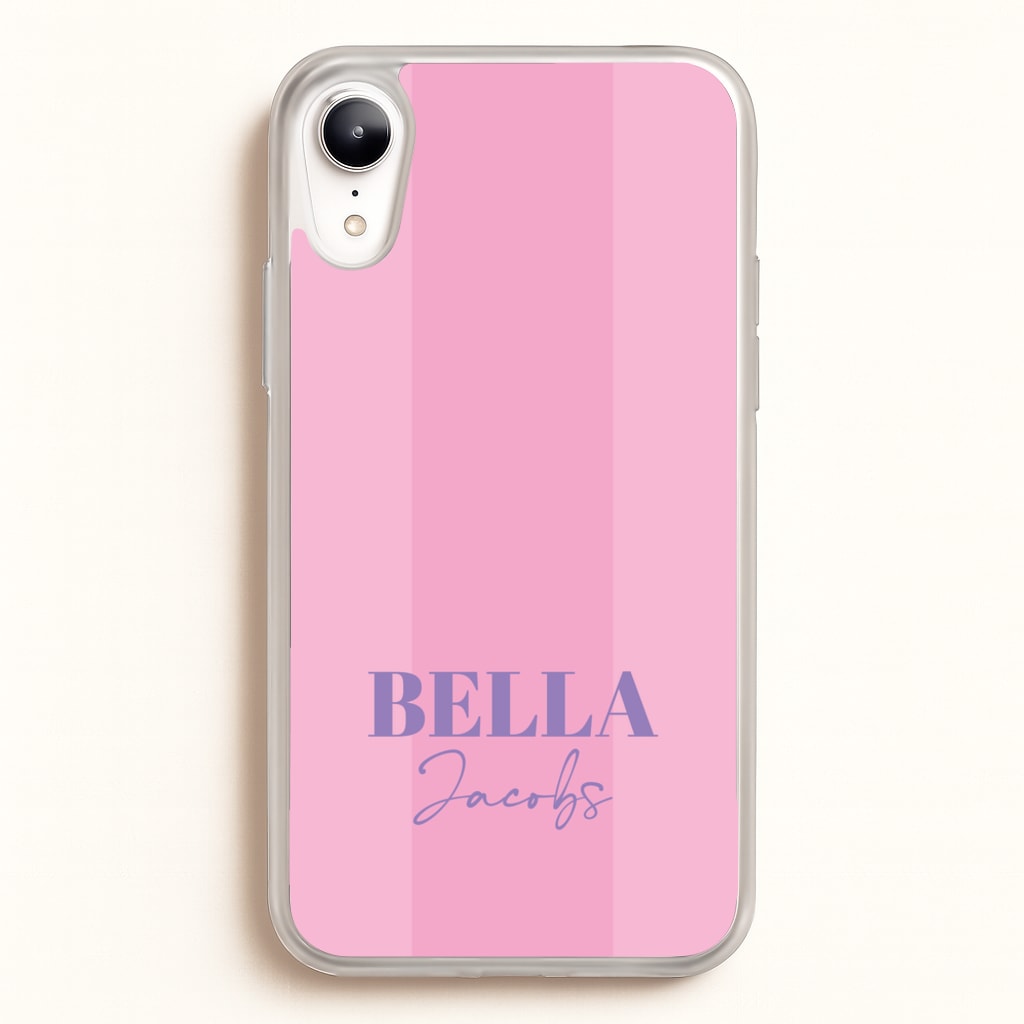 Pink Stripe Personalised Name - Personalised Phone Case for iPhone XR