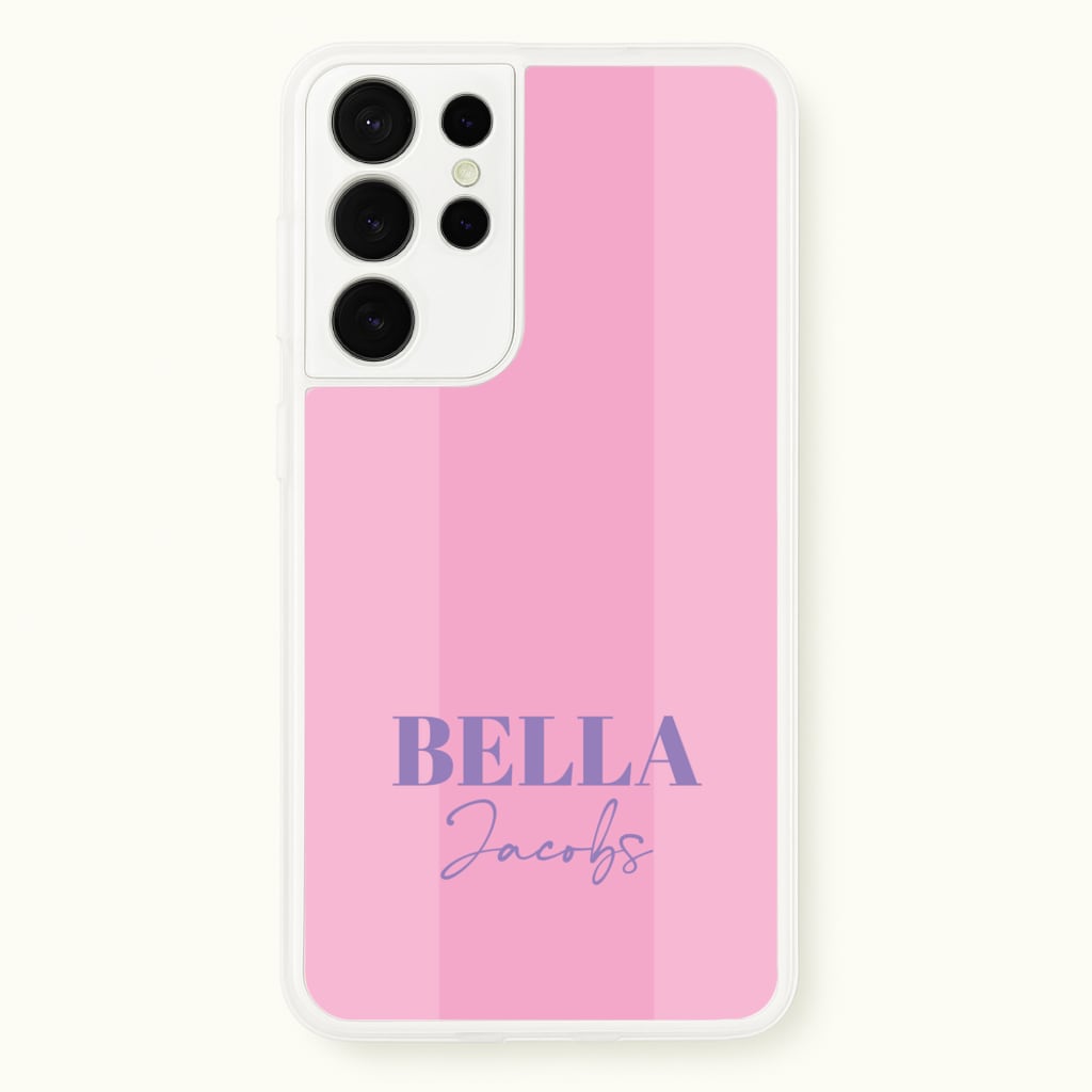 Pink Stripe Personalised Name - Personalised Phone Case for Galaxy S21 Ultra