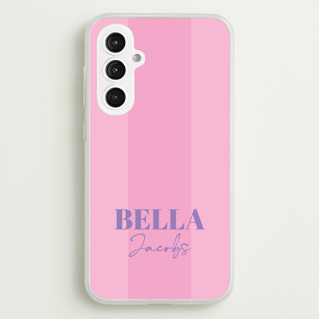 Pink Stripe Personalised Name - Personalised Phone Case for Galaxy S23FE