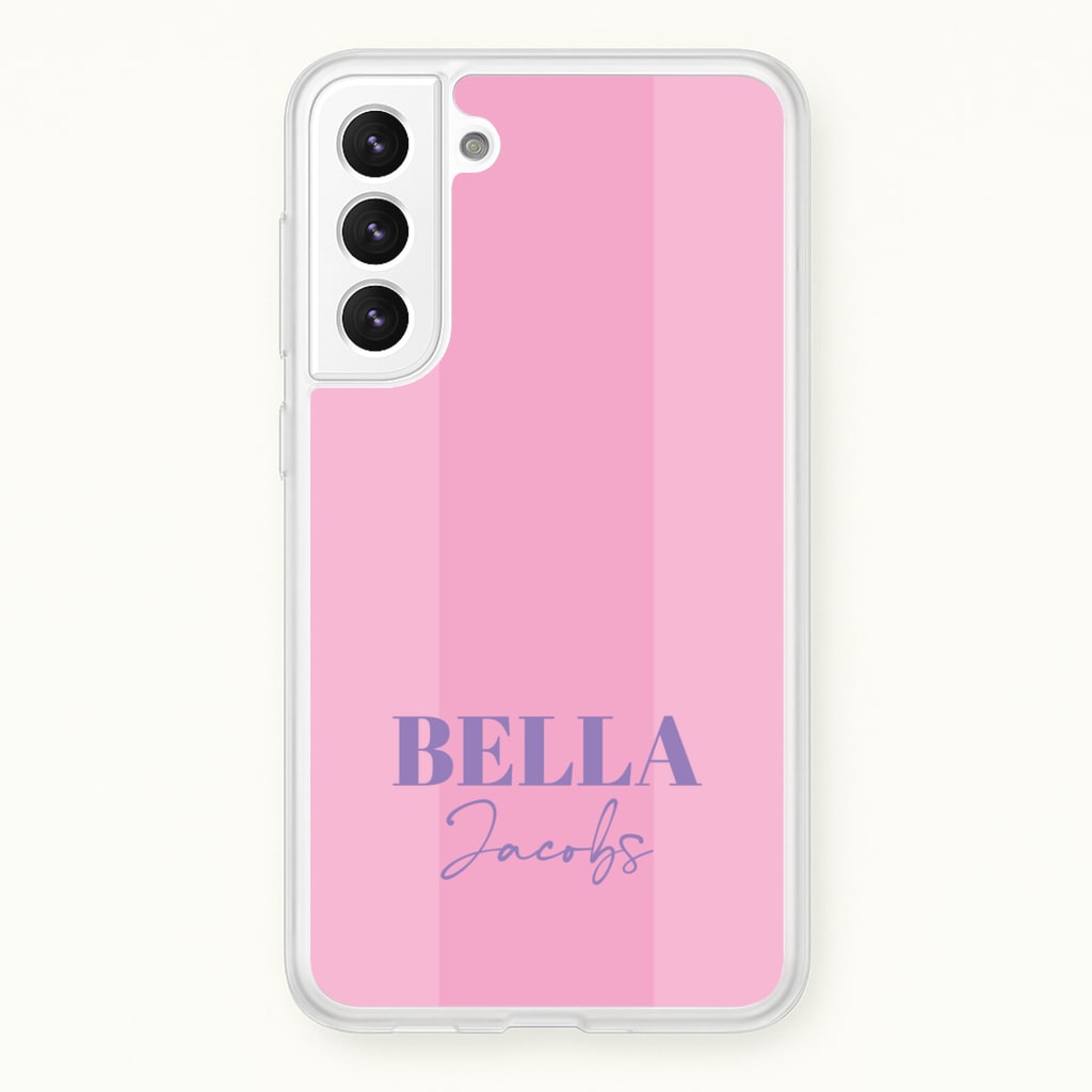 Pink Stripe Personalised Name - Personalised Phone Case for Galaxy S22