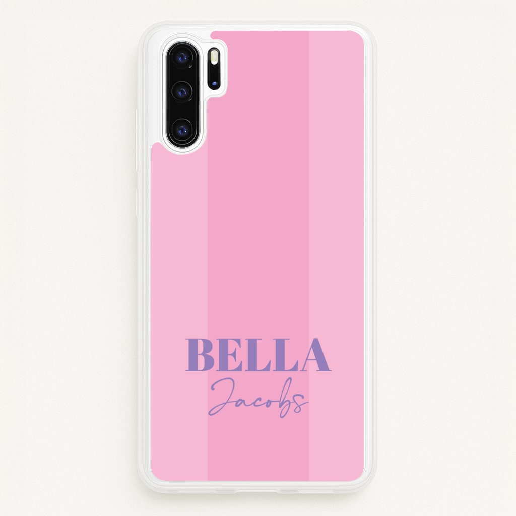 Pink Stripe Personalised Name - Personalised Phone Case for Huawei P30 Pro
