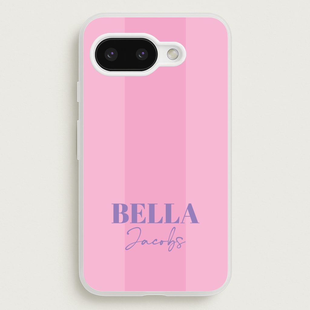 Pink Stripe Personalised Name - Personalised Phone Case for Google Pixel 9a