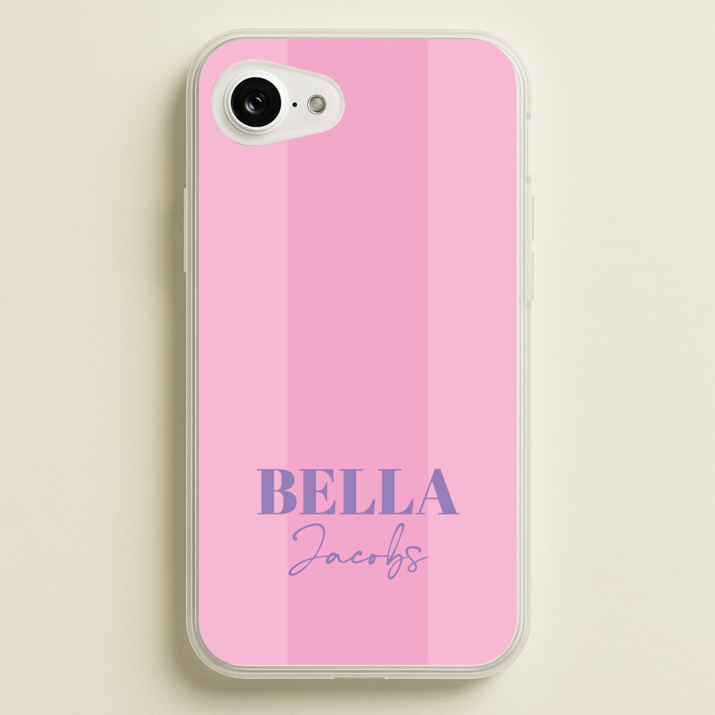Pink Stripe Personalised Name - Personalised Phone Case for iPhone 16e