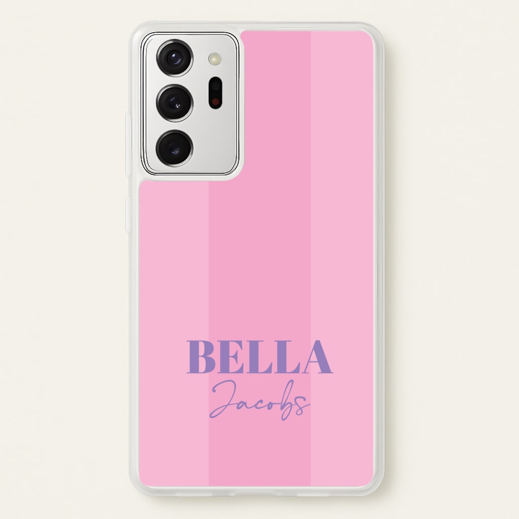 Pink Stripe Personalised Name - Personalised Phone Case for Galaxy Note 20 Ultra