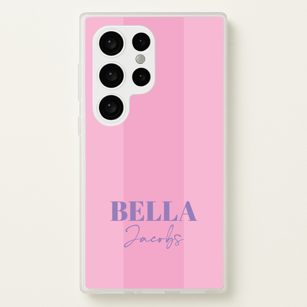 Pink Stripe Personalised Name - Personalised Phone Case for Galaxy S24 Ultra