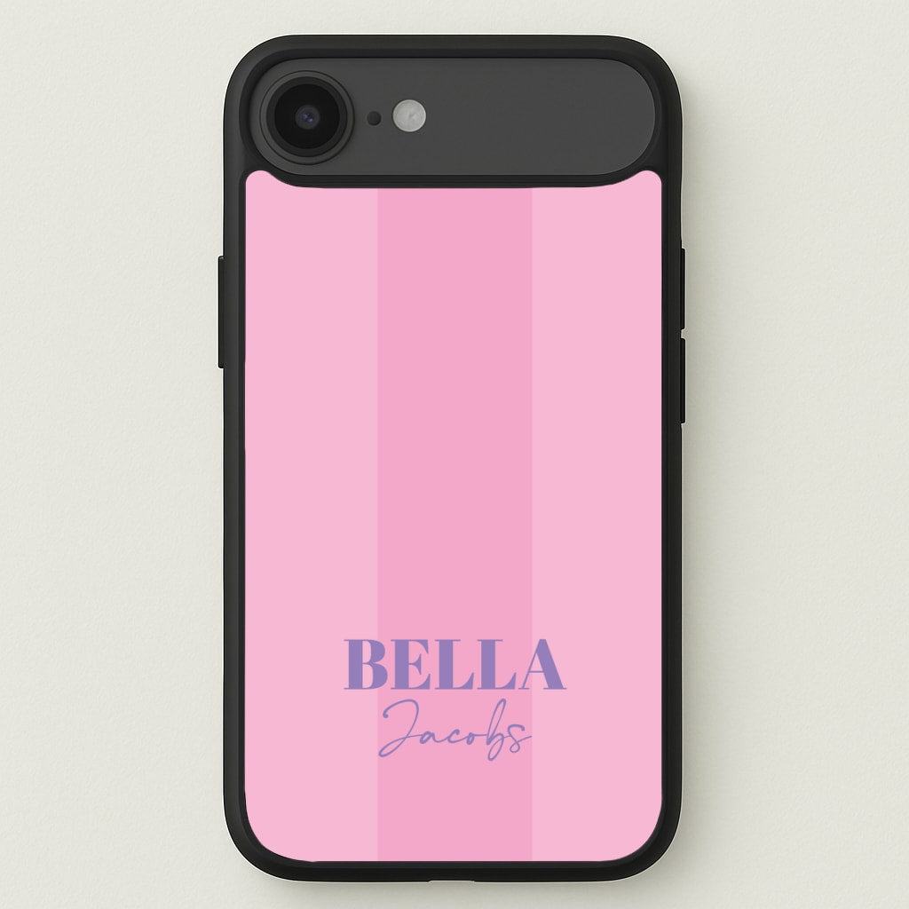 Pink Stripe Personalised Name Phone Case for iPhone 17 Air