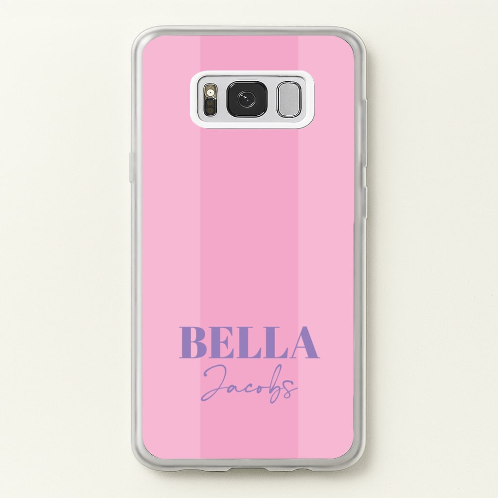 Pink Stripe Personalised Name - Personalised Phone Case for Galaxy S8 Plus