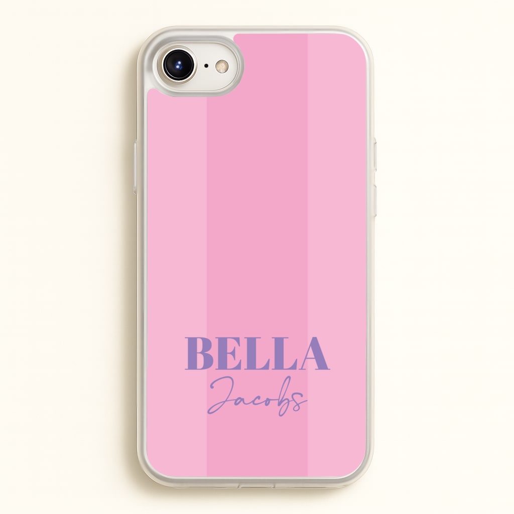Pink Stripe Personalised Name - Personalised Phone Case for iPhone 6 Plus / 7 Plus / 8 Plus