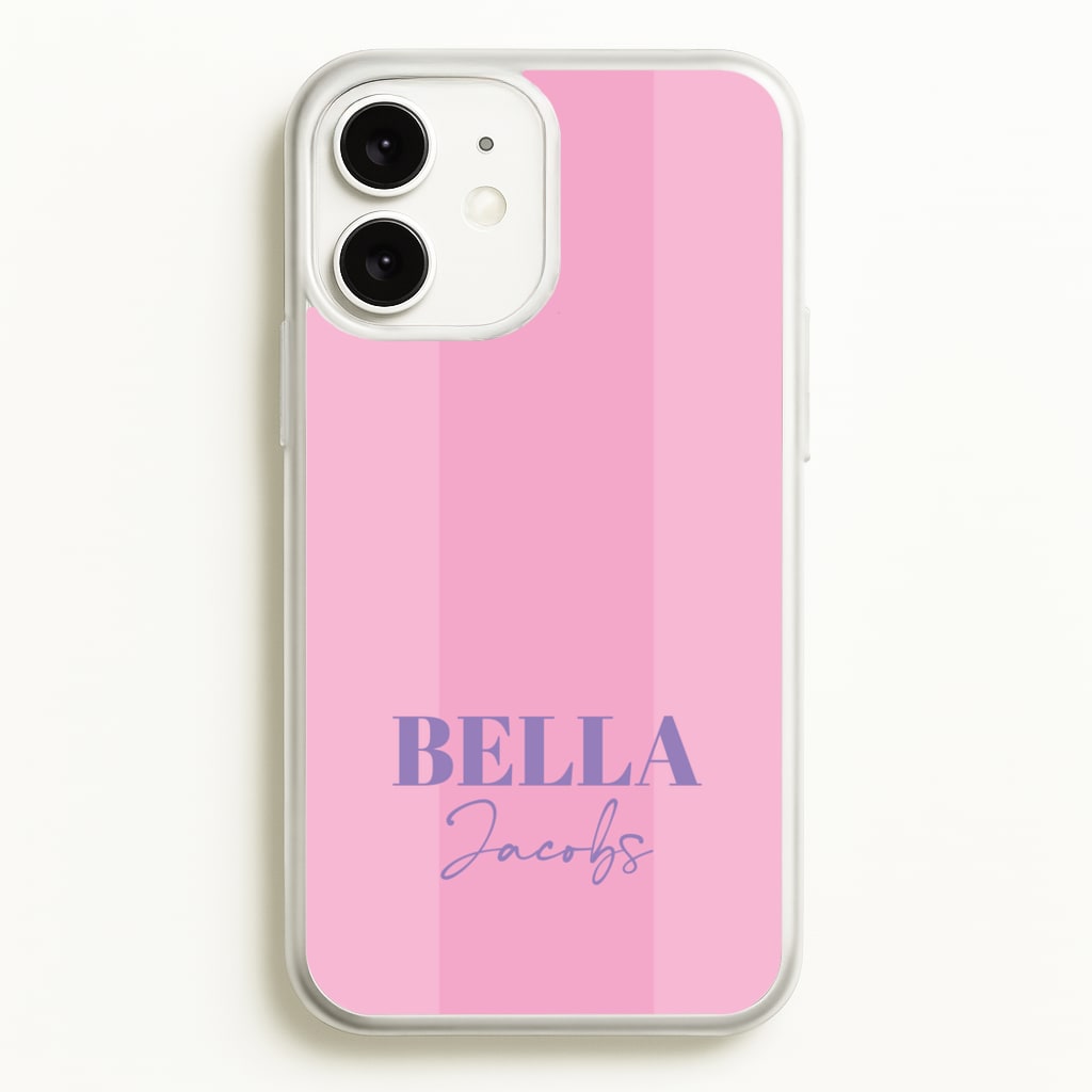 Pink Stripe Personalised Name - Personalised Phone Case for iPhone 11