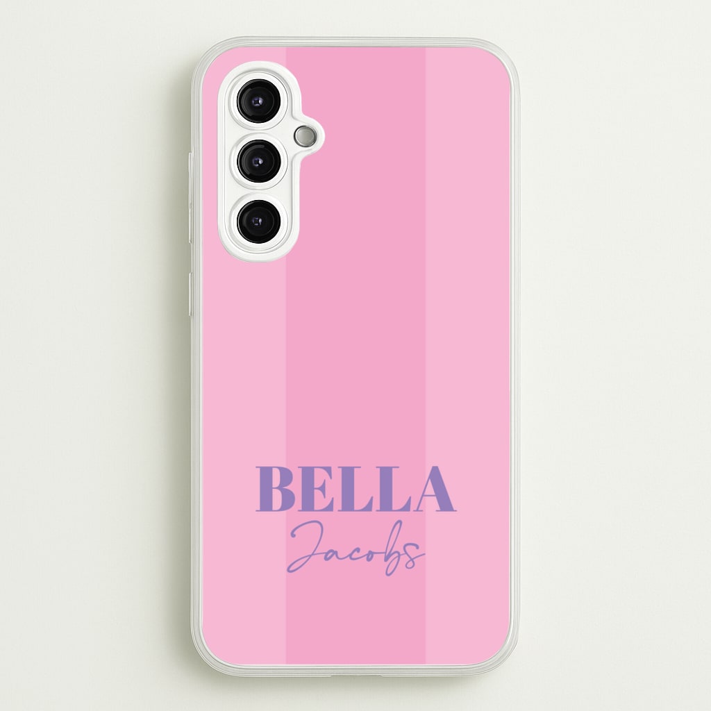 Pink Stripe Personalised Name - Personalised Phone Case for Galaxy A14