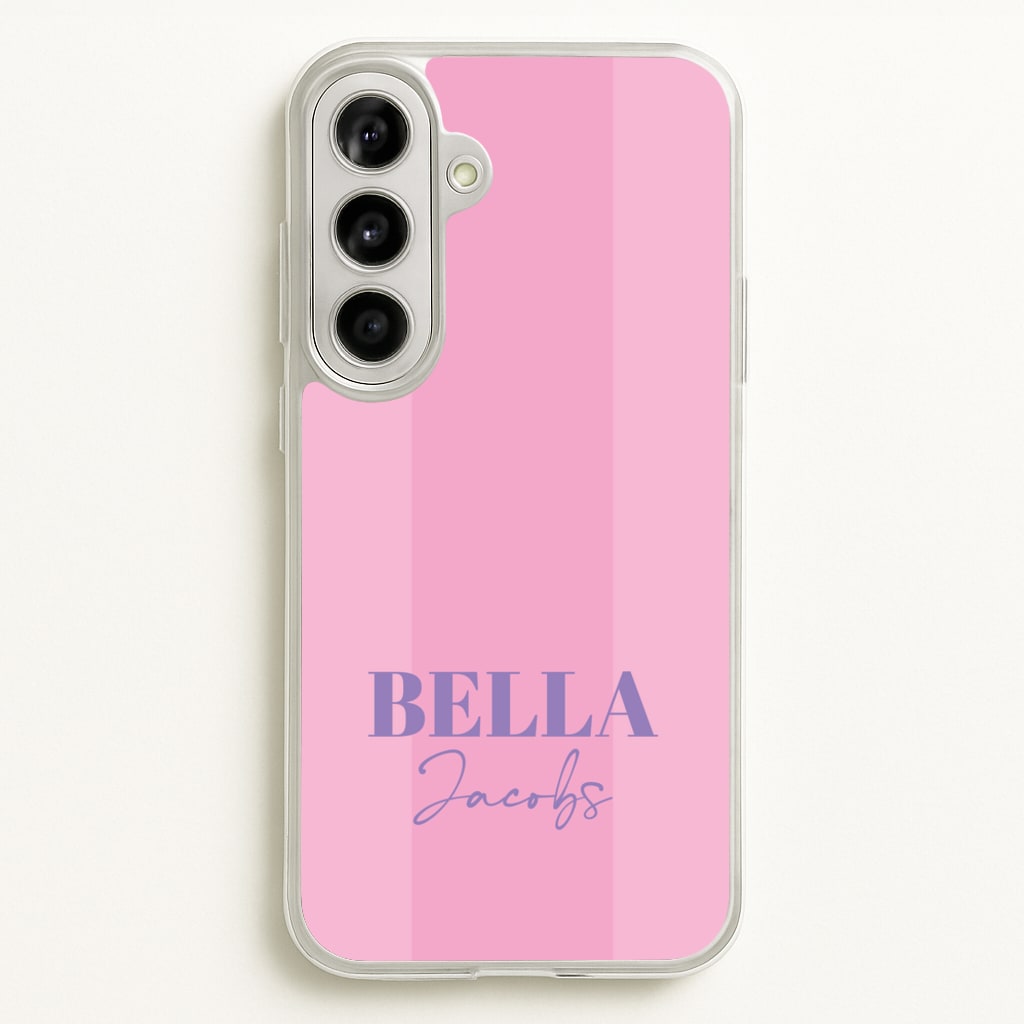 Pink Stripe Personalised Name - Personalised Phone Case for Galaxy A56