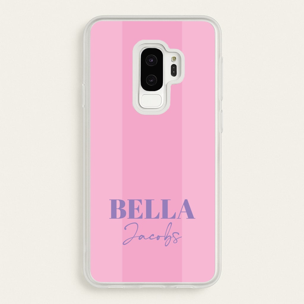 Pink Stripe Personalised Name - Personalised Phone Case for Galaxy S9 Plus