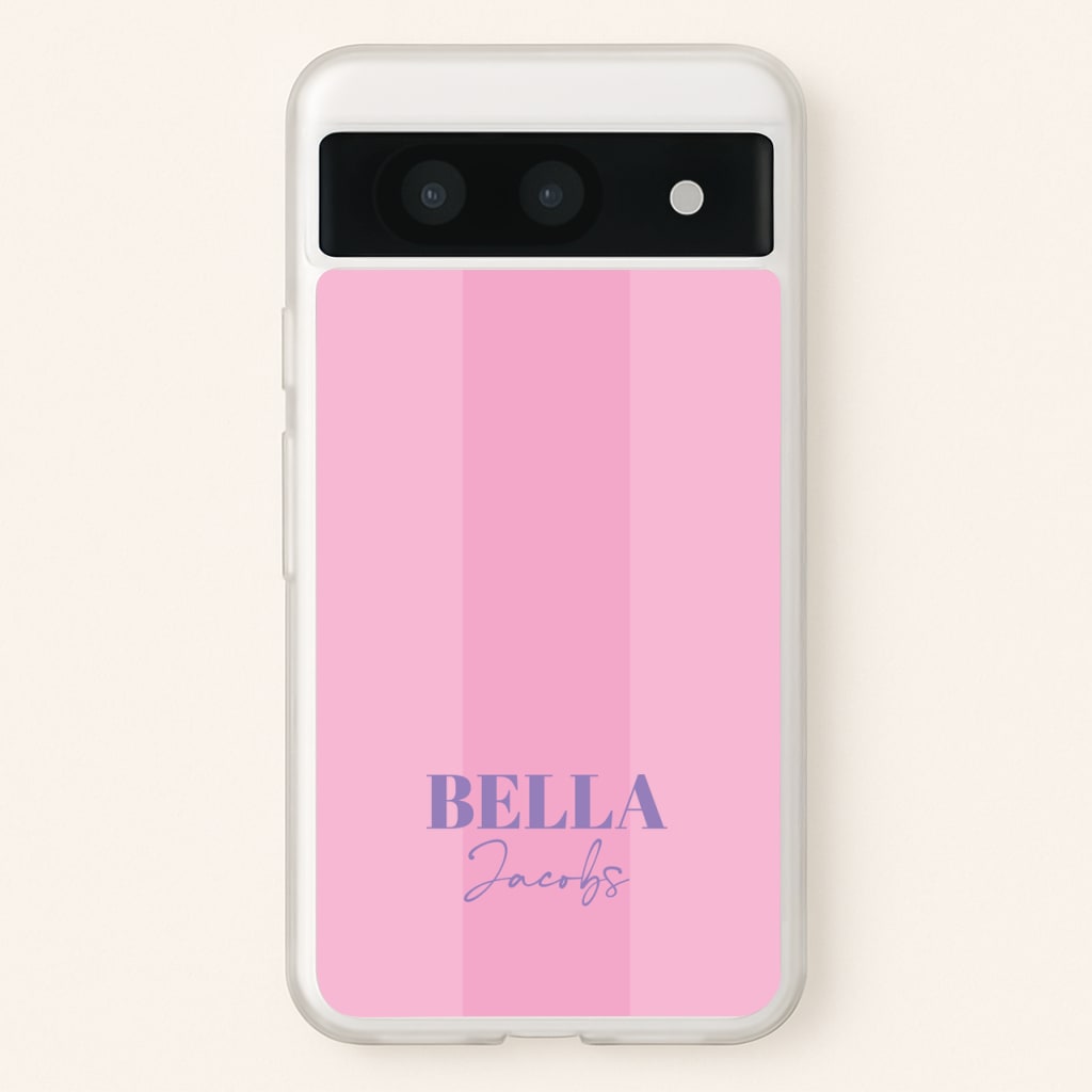 Pink Stripe Personalised Name - Personalised Phone Case for Google Pixel 8a