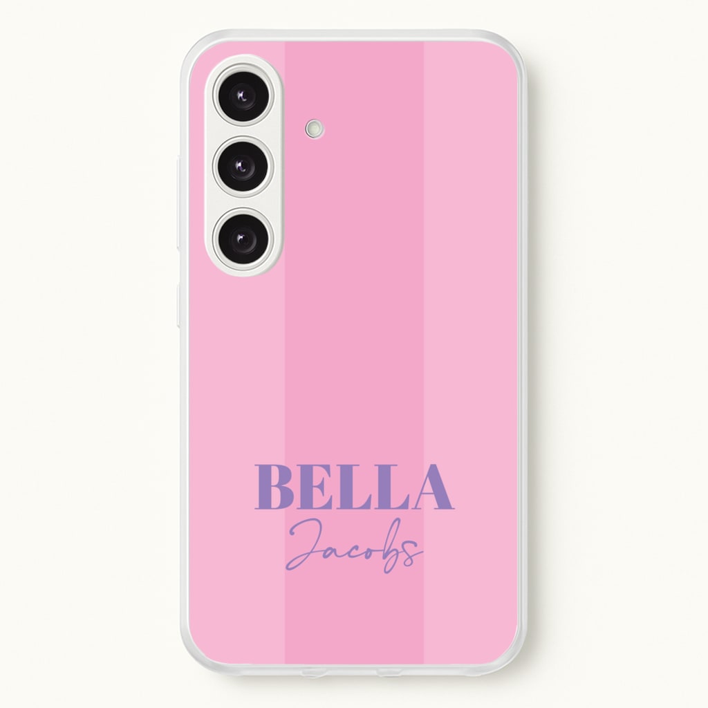 Pink Stripe Personalised Name - Personalised Phone Case for Galaxy S25