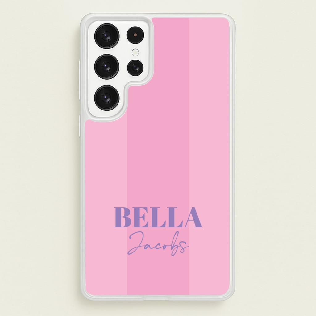Pink Stripe Personalised Name - Personalised Phone Case for Galaxy S23 Ultra