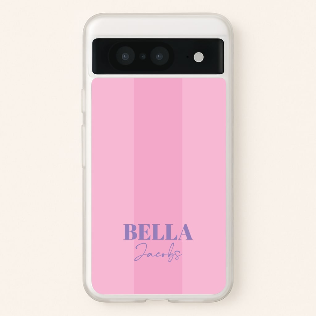 Pink Stripe Personalised Name - Personalised Phone Case for Google Pixel 8