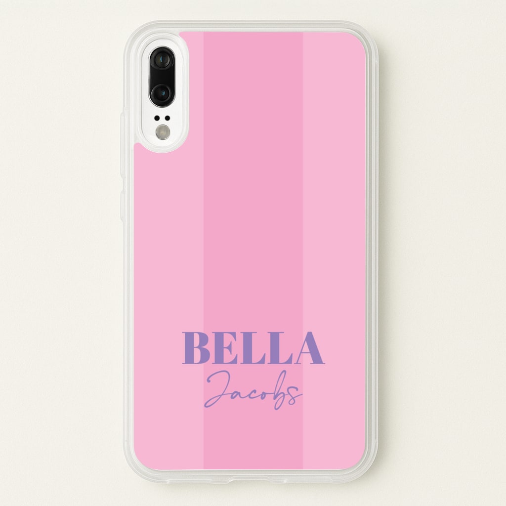 Pink Stripe Personalised Name - Personalised Phone Case for Huawei P20