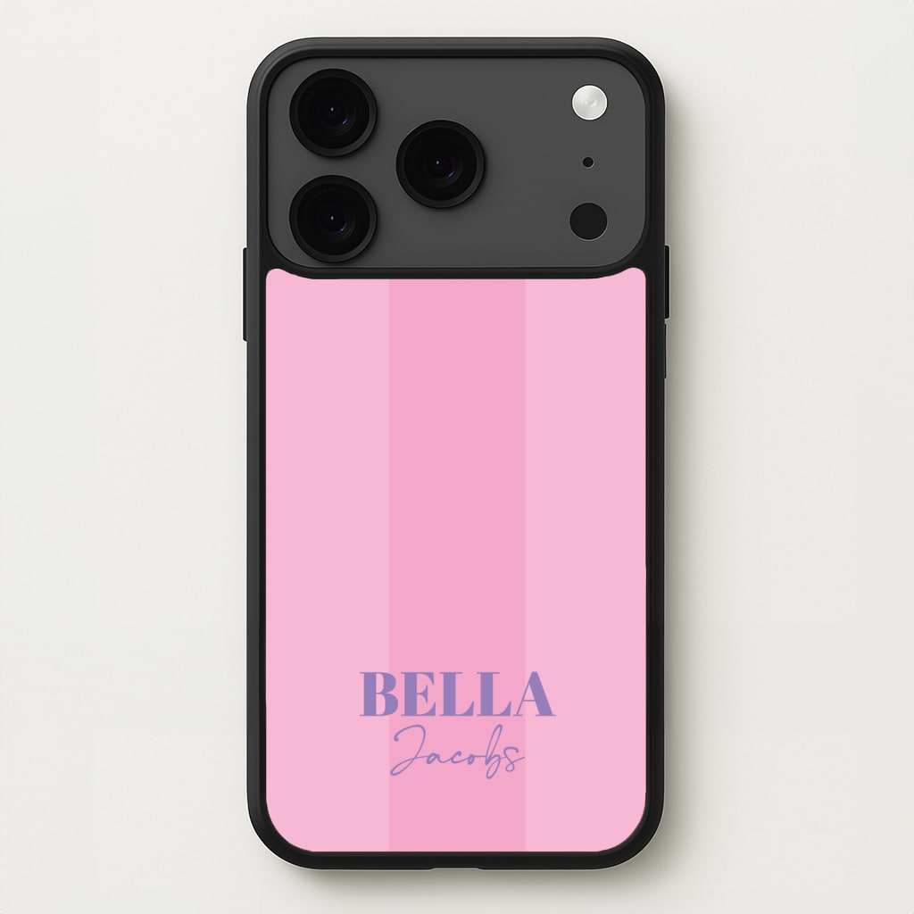 Pink Stripe Personalised Name Phone Case for iPhone 17 Pro